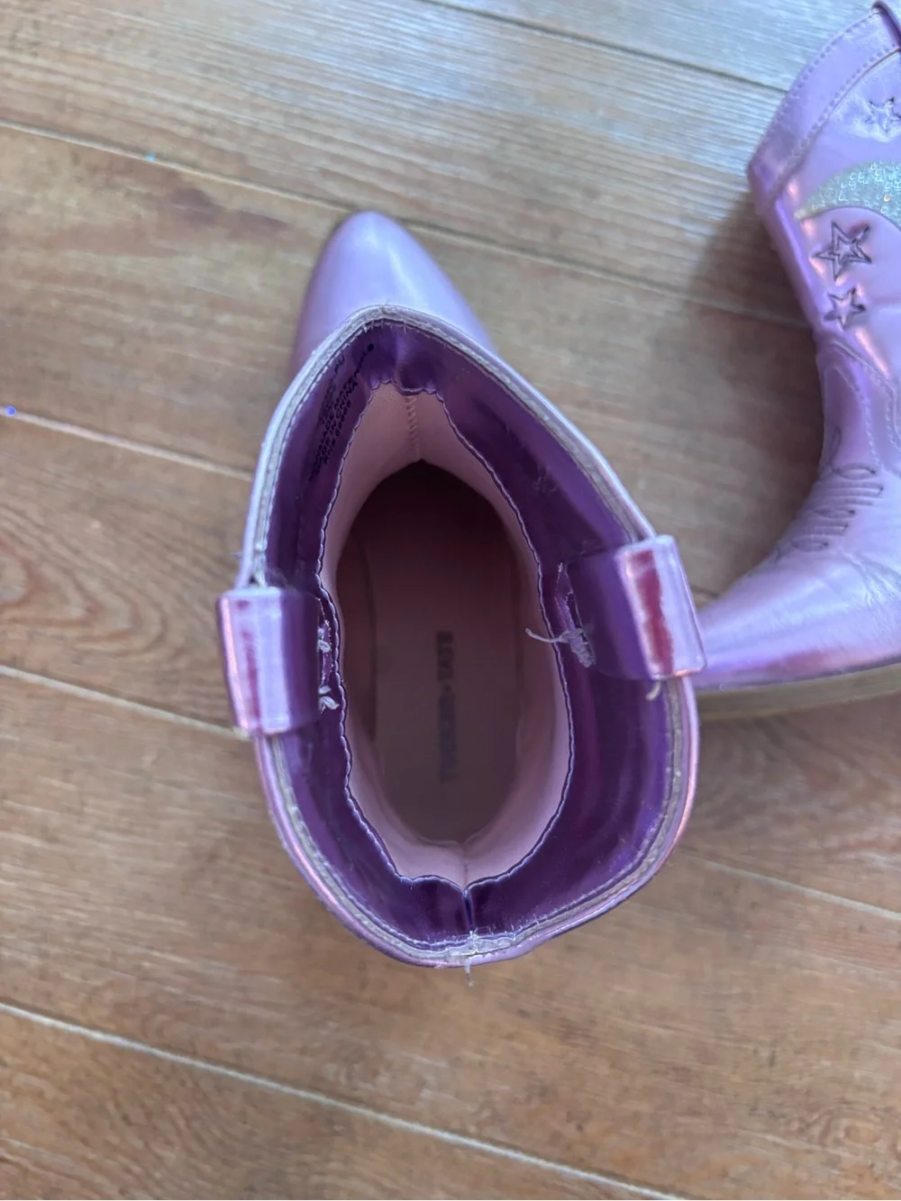Tucker + Tate Metallic Lilac Cowboy Boots with Star, Moon & Fringe